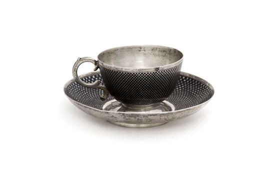 A Russian Niello Silver Teacup