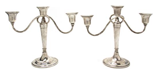 *A Pair of Mexican Sterling Silver Three-Light