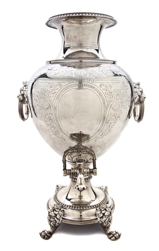  A Silverplate Tea Urn of baluster 156090