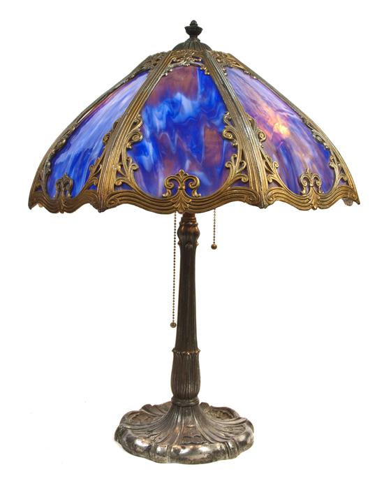 An American Slag Glass Table Lamp
