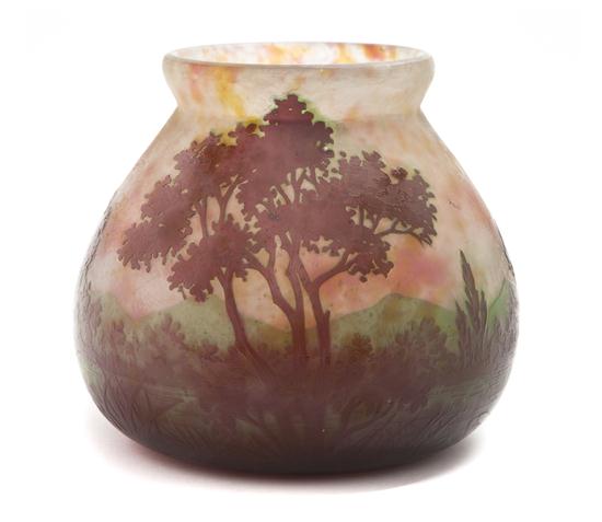 *A Daum Cameo Glass Landscape Vase