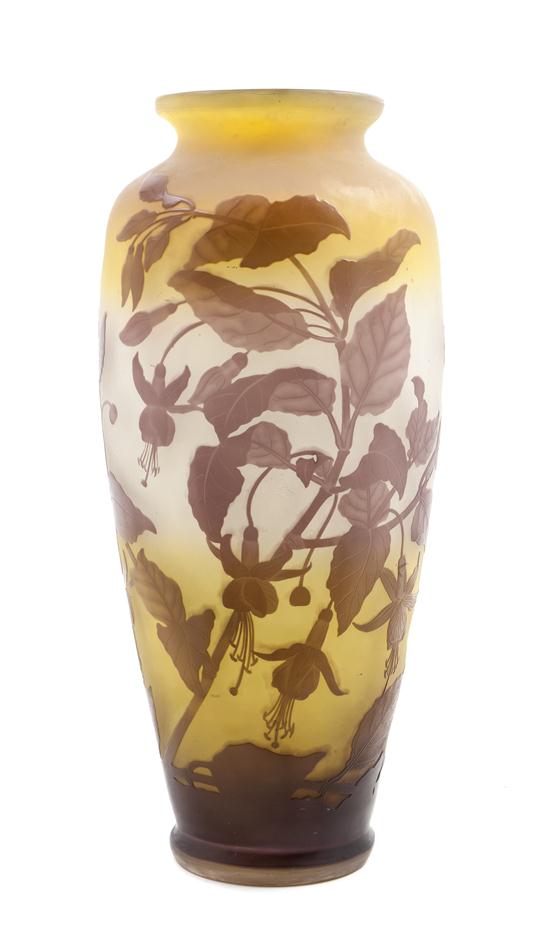 *A Galle Cameo Glass Vase of elongated