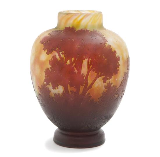  A Daum Cameo Glass Landscape Vase 1560ee