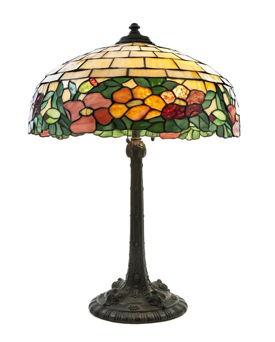 An American Leaded Glass Lamp Wilkinson