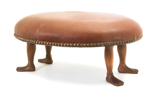 An American Carved Walnut Footstool 15614d