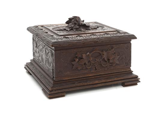 A Black Forest Carved Wood Humidor