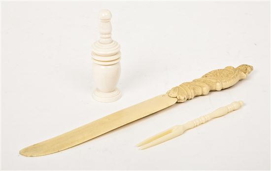 A European Carved Ivory Letter Opener