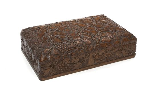 A Carved Walnut Box of rectangular 1561b2