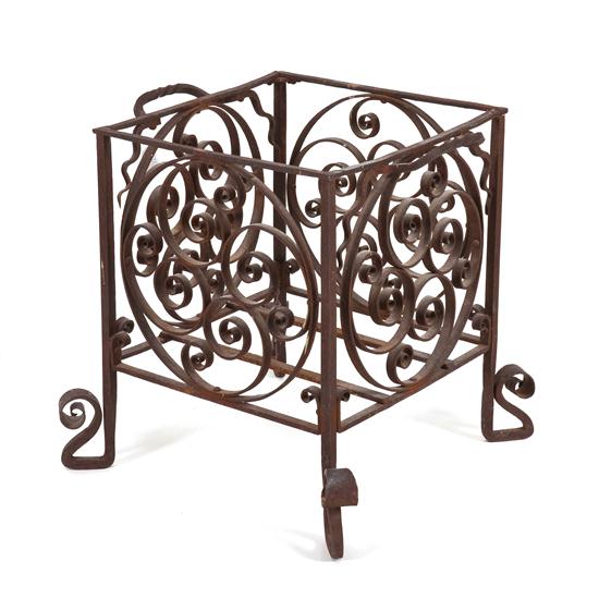 A Continental Wrought Iron Basket