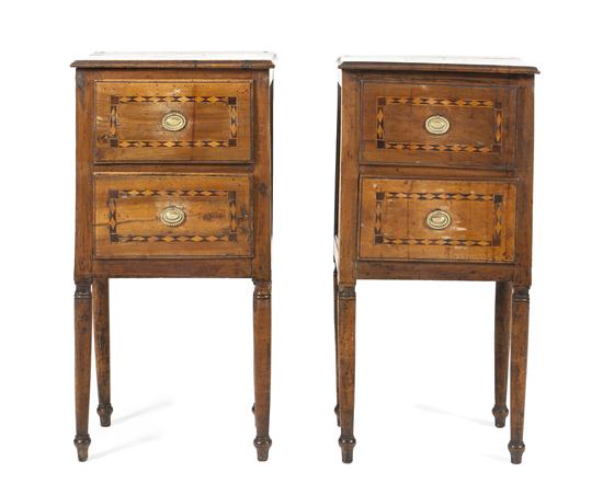 A Pair of Italian Walnut Parquetry