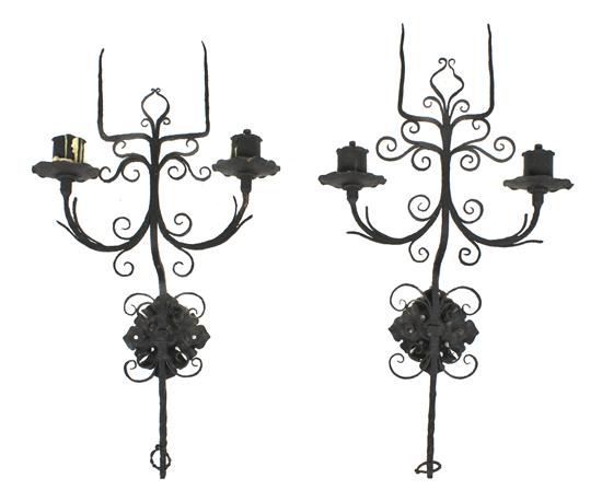 A Pair of Continental Wrought Iron 15620e