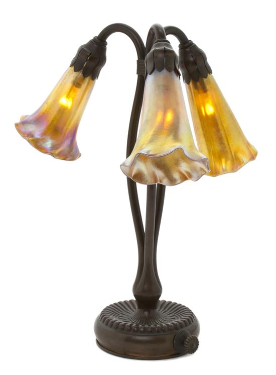 A Tiffany Studios Bronze Three-Light