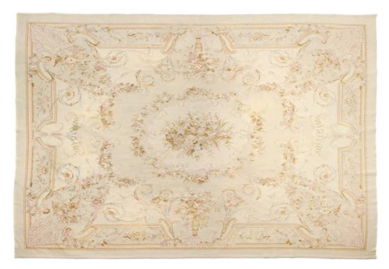 A Cream and Beige Aubusson Rug 15622a