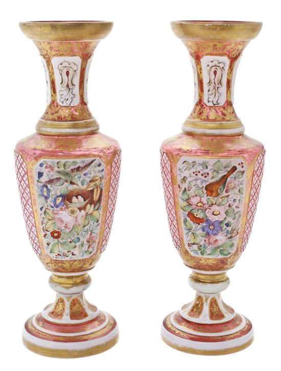 A Pair of Continental Glass Vases