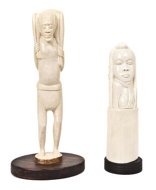 Two African Carved Ivory Figures 15626a