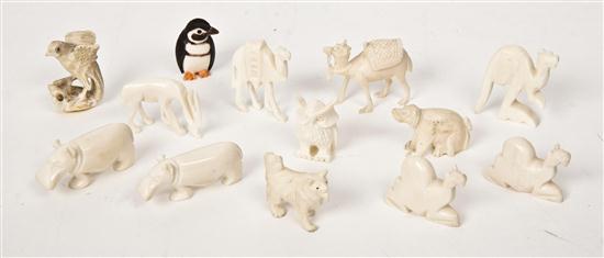 A Collection of Twelve Carved Ivory