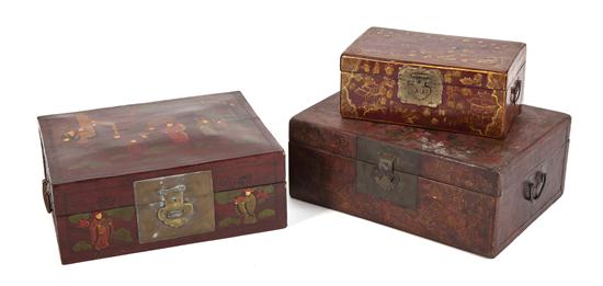 Three Asian Red Lacquered Boxes 1562aa