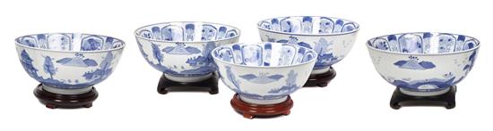 Five Chinese Porcelain Center Bowls