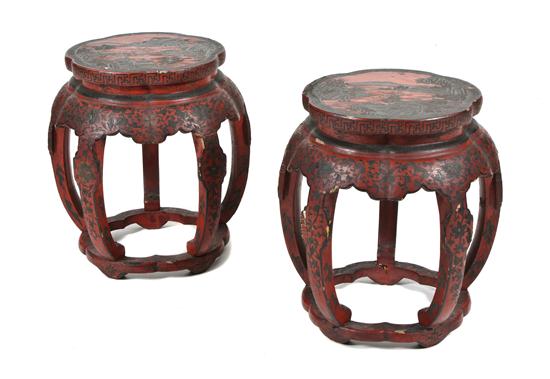 A Pair of Chinese Red Lacquered