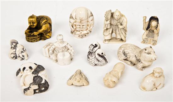 A Collection of Twelve Ivory Netsukes 1562bc