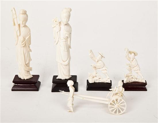 A Group of Carved Ivory Figures each