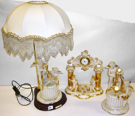 Capedemonte large Porcelain Cupid Lamp