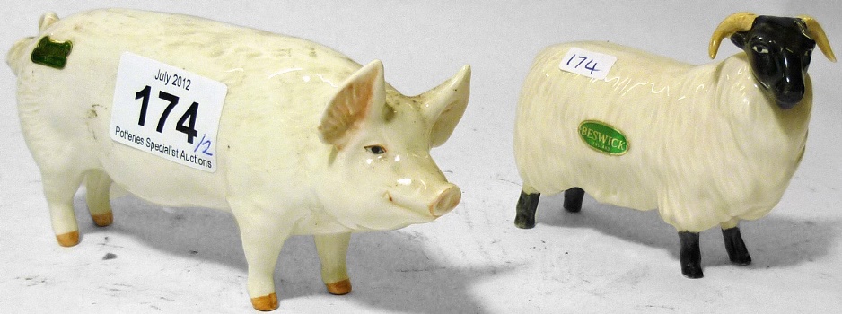 Beswick Boar 1453 and Black Faced 1563d8