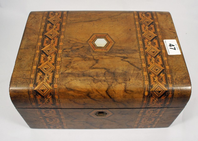 19th Century Walnut Inlaid Sewing 156506