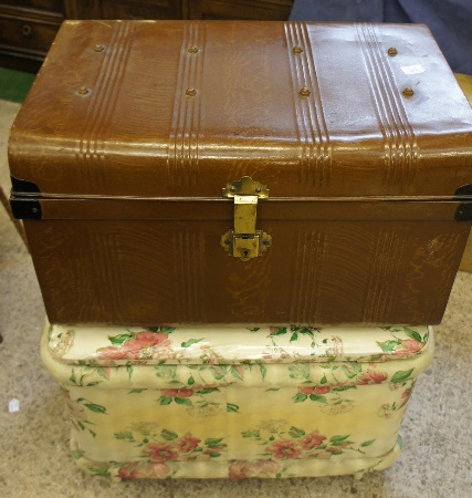 Old Tin Trunk and a Floral Ottoman (2)