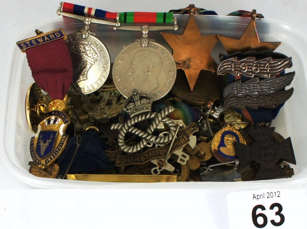 Group of WW2 Medals Cap Badges