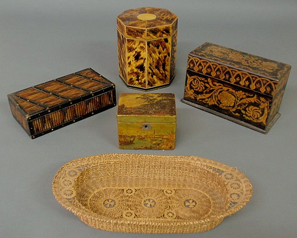 Four contemporary decorated boxes