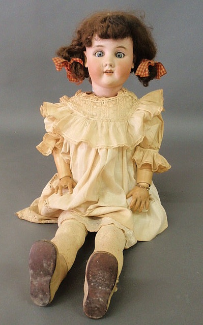 Large German bisque head doll marked