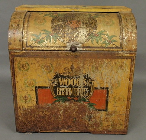 Painted tin coffee bin "Woods Boston