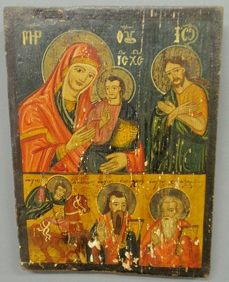 Russian icon painted on panel 19th 15683b