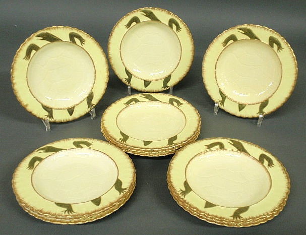 Set of ten terrapin soup plates