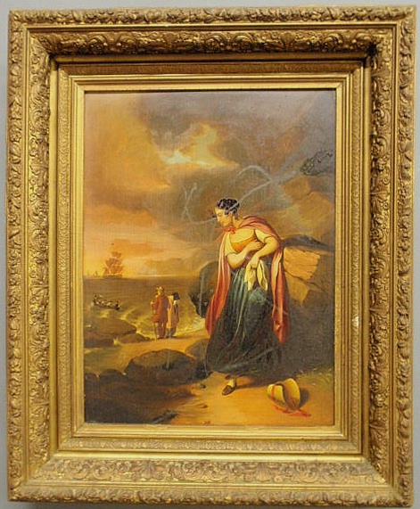 Oil on panel painting 19th c. of