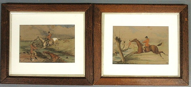 Pair of fox hunting watercolor