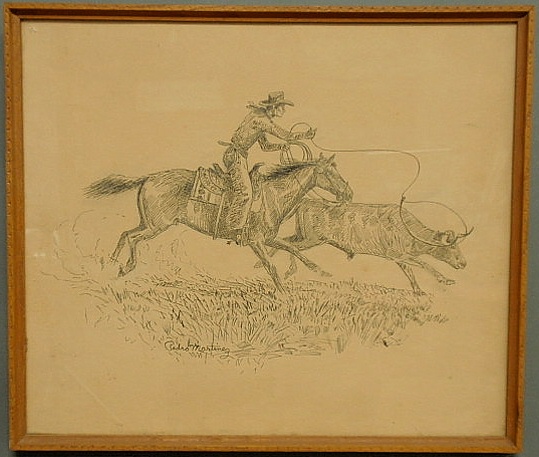 Pen and ink drawing of a cowboy 15686d