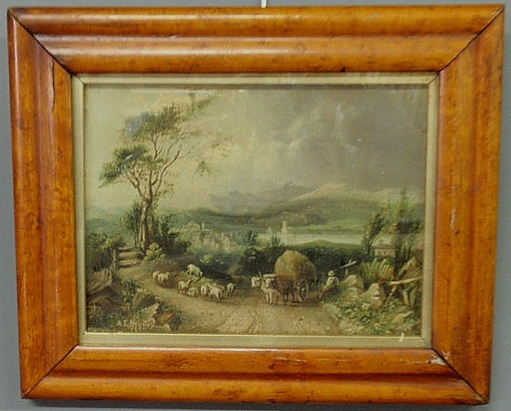English oil on panel painting of
