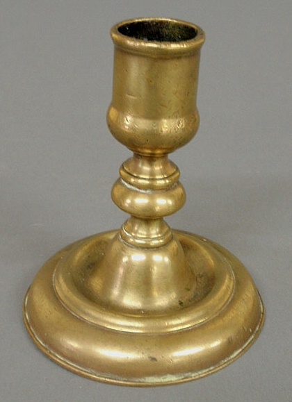 Rare French brass low candlestick 156870