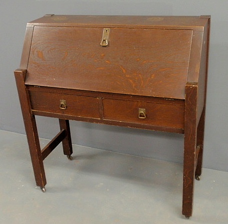 Arts & Crafts oak slant-lid desk