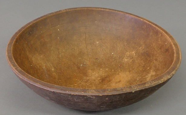 Turned wood bowl late 19th c approx  1568a7