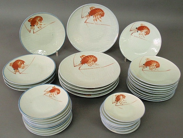 Thirty nine Japanese lobster plates 1568a3