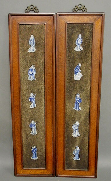 Two Chinese wood framed panels