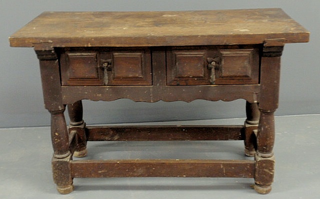 Jacobean style walnut table with