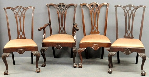 Set of four Chippendale style mahogany