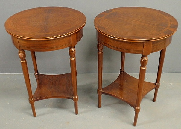 Pair of Sheraton style inlaid fruitwood