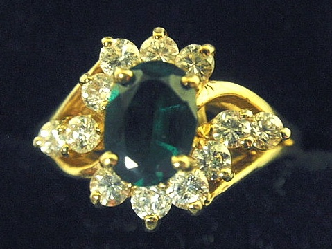 Ladies emerald diamond and 14k 156920