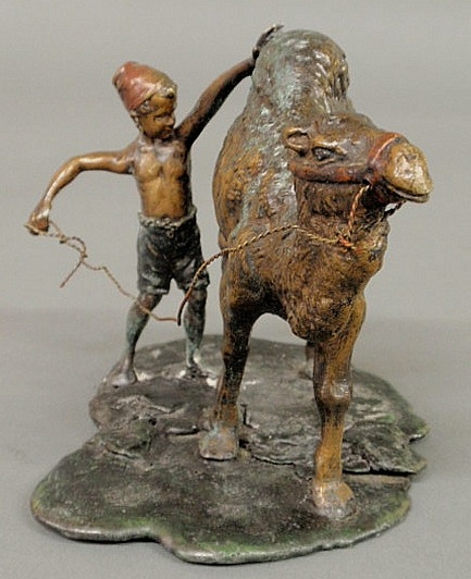 Vienna lead cold painted camel and boy