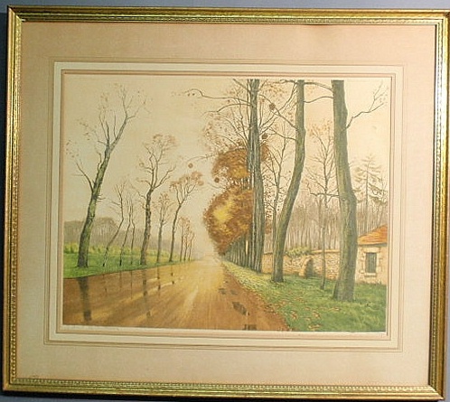 Framed and matted etching pencil 156946